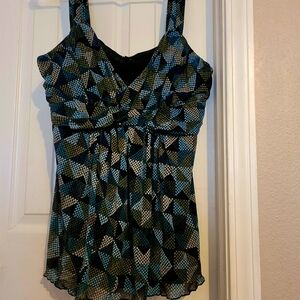 Apt 9 Geometric Blue and Black Women's Top